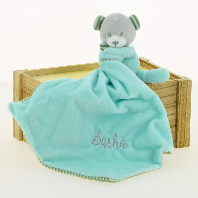 Doudou personnalisé Ourson Bonbon - Blanc / Gris